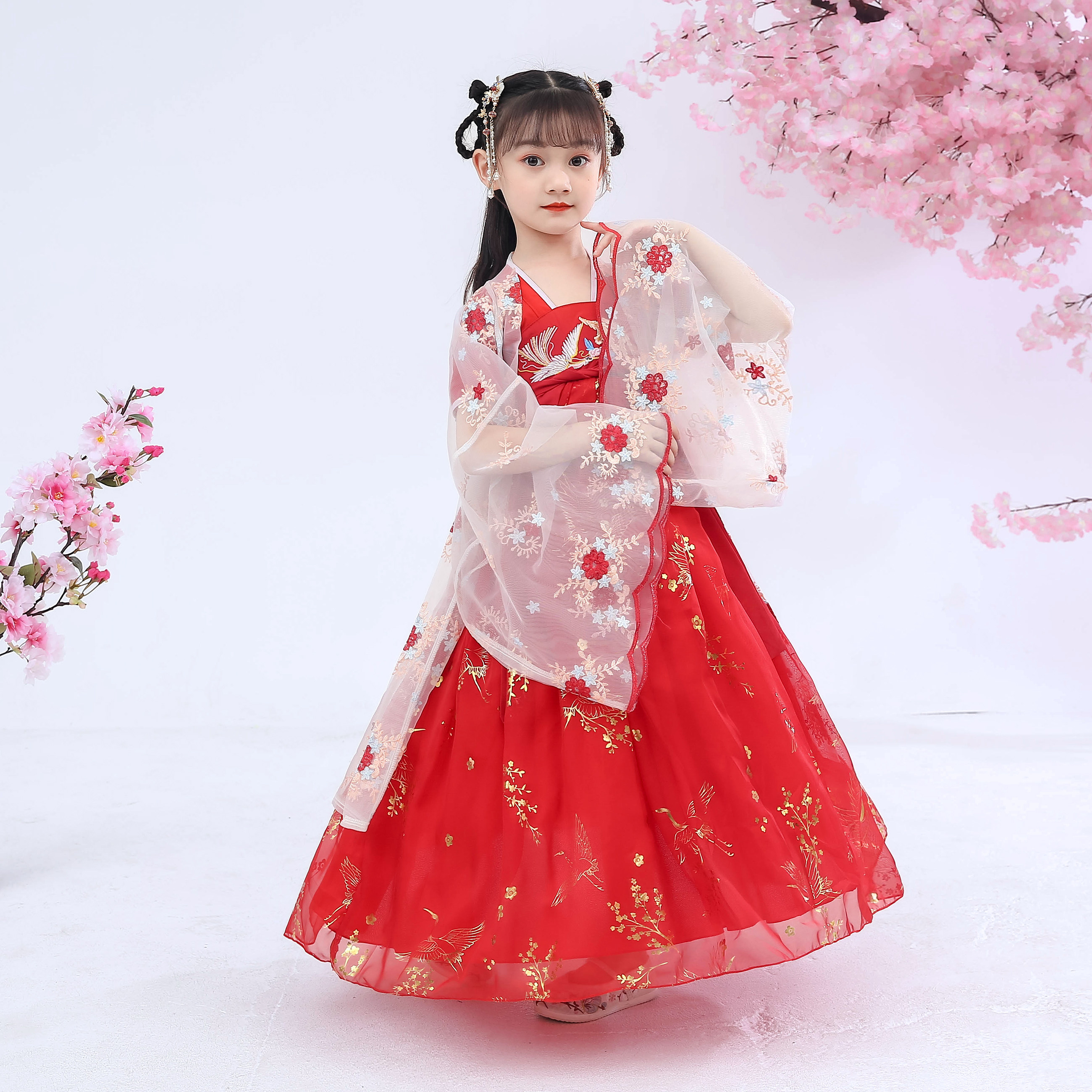 女童连衣裙儿童汉服超仙女服古风改良唐装小女孩唐装