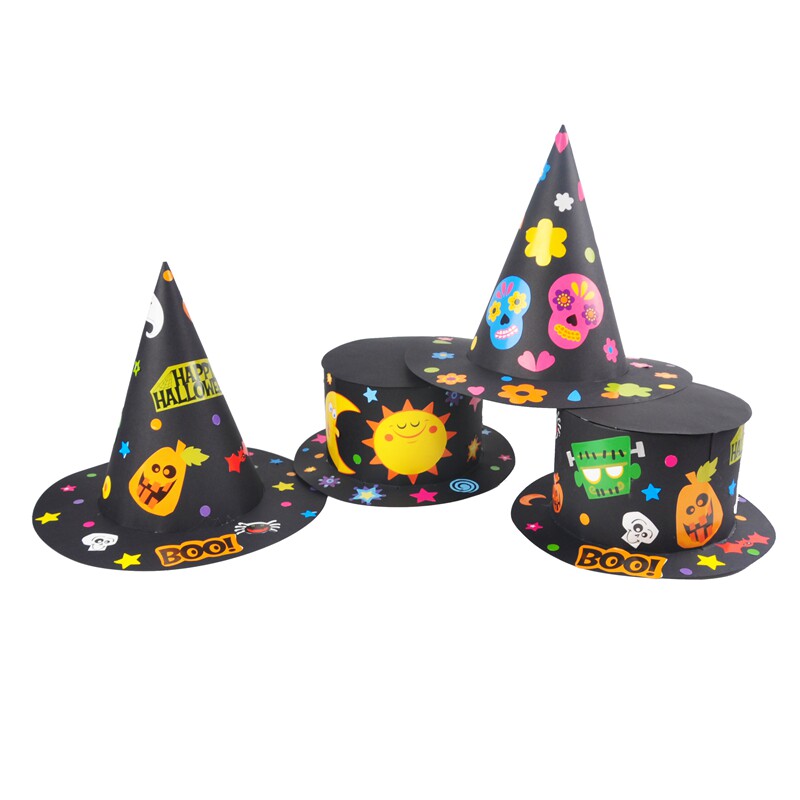手工儿童魔术帽子幼儿园舞台演出亲子卡通新年聚会装饰帽子