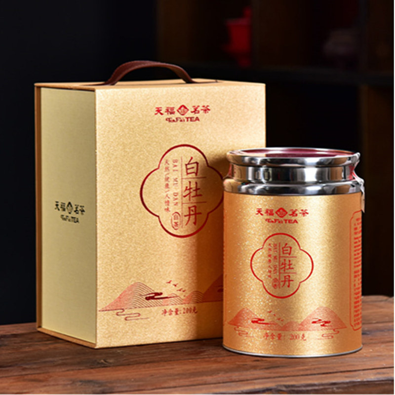 白牡丹1发天福茗茶分享特级福鼎白茶散茶礼盒装200g白牡丹
