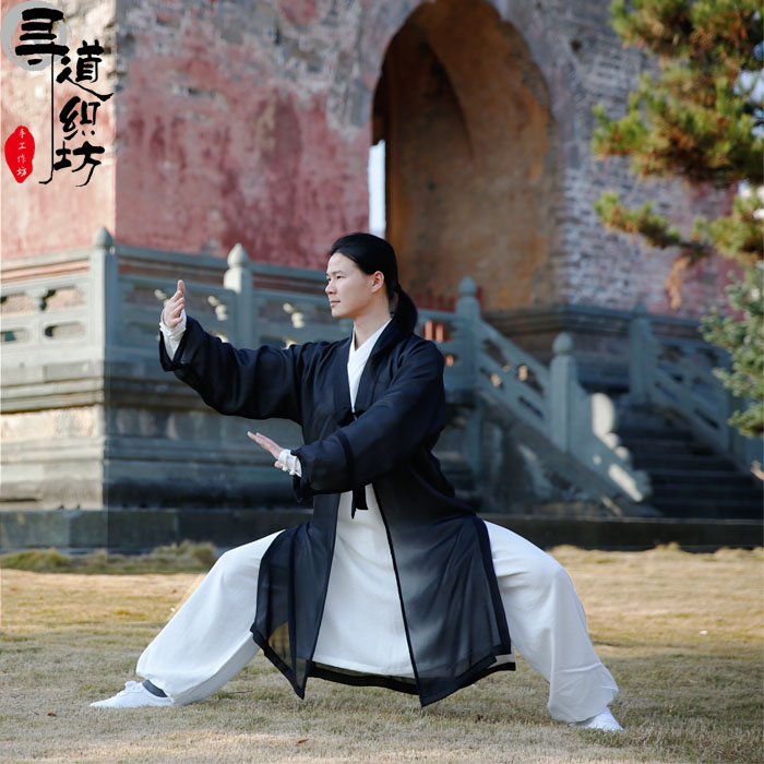 太极武当服披单件道士道袍雪纺披纱太极拳长款太极服
