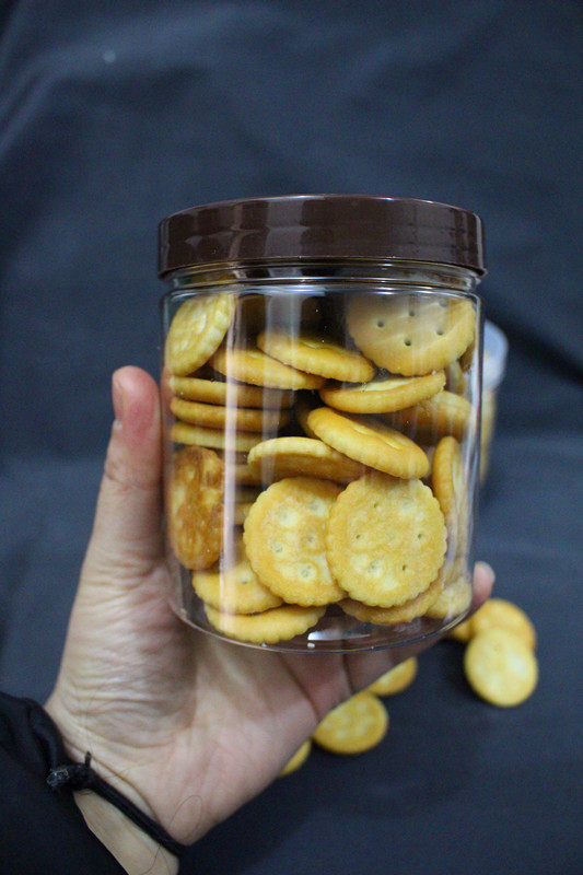 烘焙包装塑料饼干桶透明褐色盖曲奇桶密封食品罐买5送1买10送贴纸