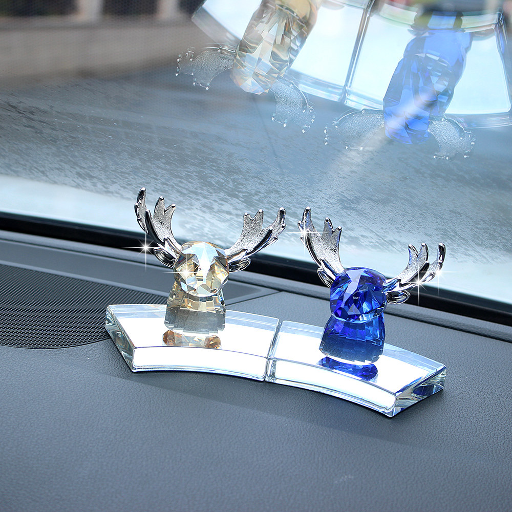 一路一路平安平安鹿汽车摆件高档水晶车上中控装饰摆件