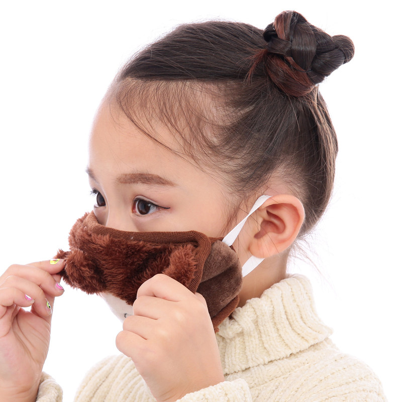 宝宝护耳可爱女孩冬天儿童口罩带耳罩二合一一体冬季保暖纯棉卡通