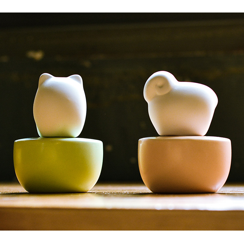 朴坊可爱宠物素陶香薰瓶创意动物瓶好评好店