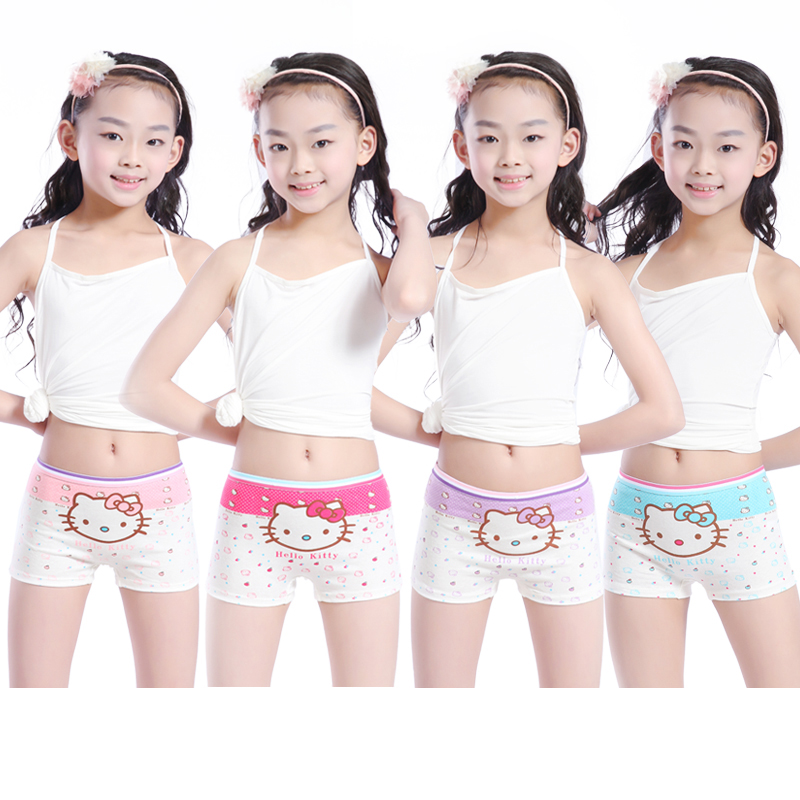 儿童内裤女纯棉平角女童宝宝三角四角全棉女孩秋冬小孩4条装