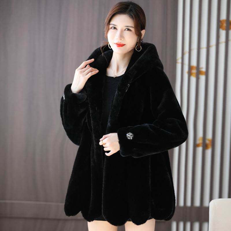 水貂2021新款貂皮皮草女整大衣妈妈时尚中长其他户外服装