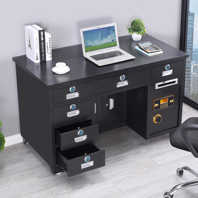 防盗老板办公桌电脑桌 全钢抽屉保险桌办公桌带保险柜箱家用桌子一体