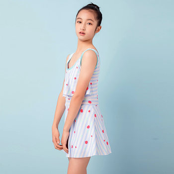 New Girls Swimsuit Women's One-piece Skirt Swimsuit Floral Floral Medium and Large Baby Hot Spring Swimsuit Korean Swimwear Factory