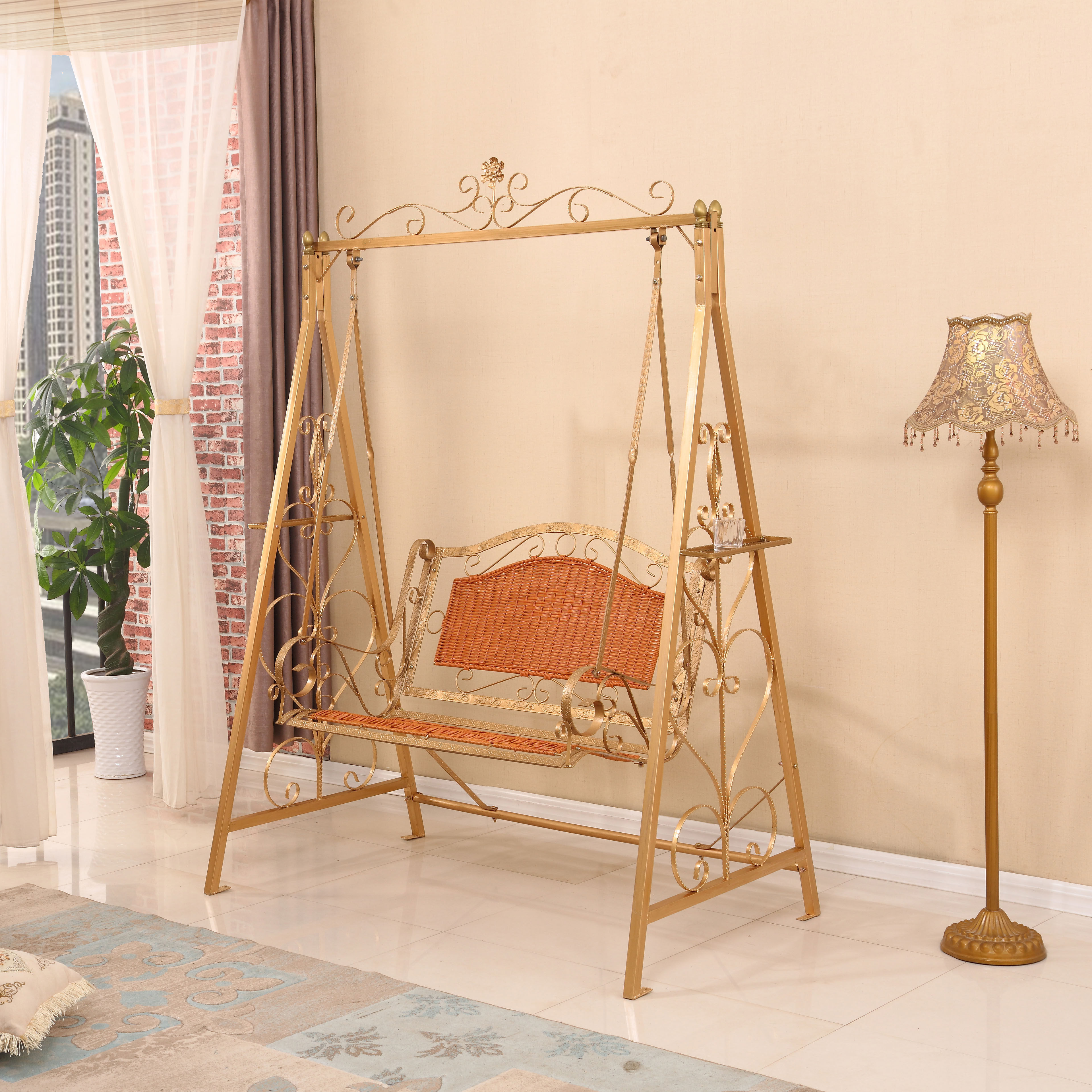 户外新款室内成人吊篮铁艺摇椅家用室外花园户外秋千