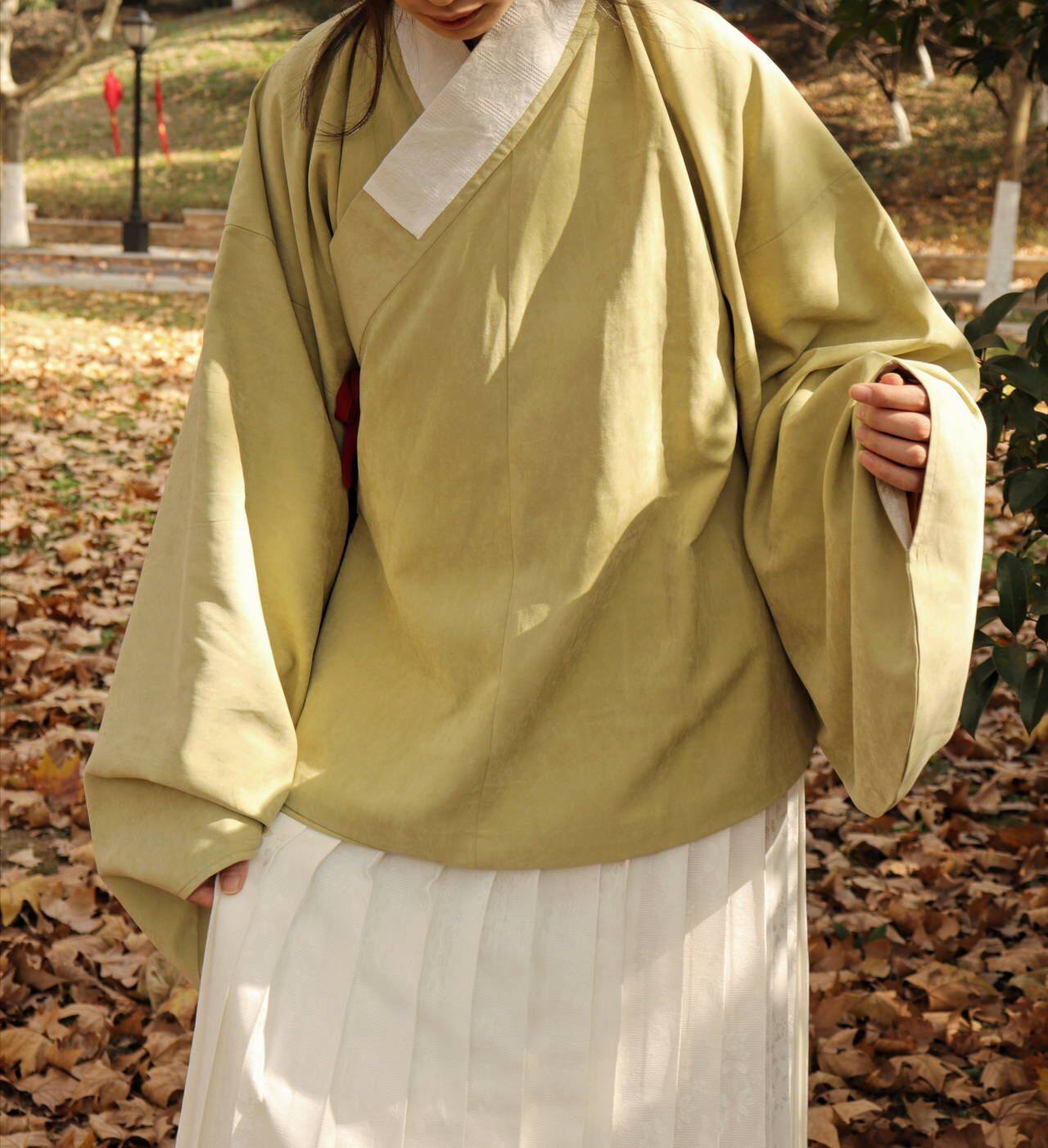 裳裳者华马卡龙明制直领大襟交领琵琶袖弓袋袖短汉服