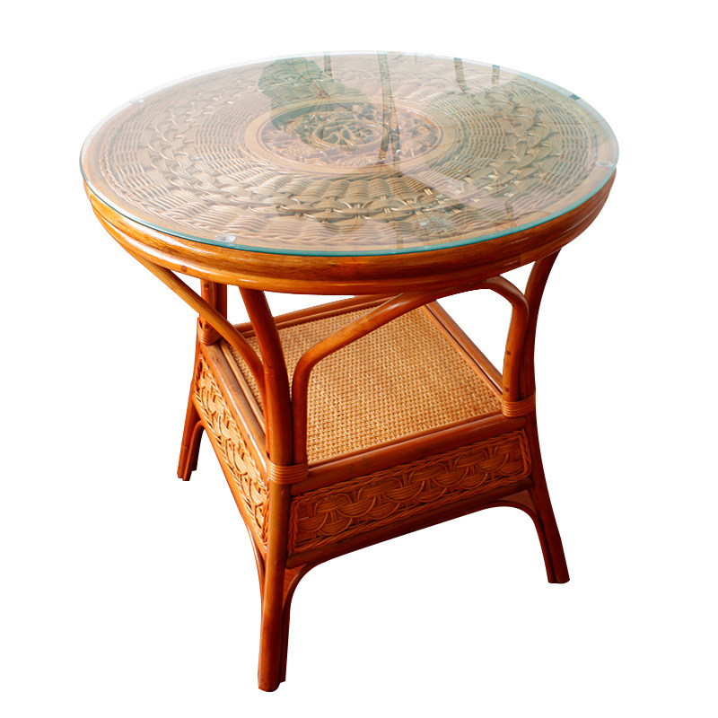 田园藤编休闲圆餐桌椅藤桌吃饭桌子纯天然藤手工编织田园奢华11年旗舰