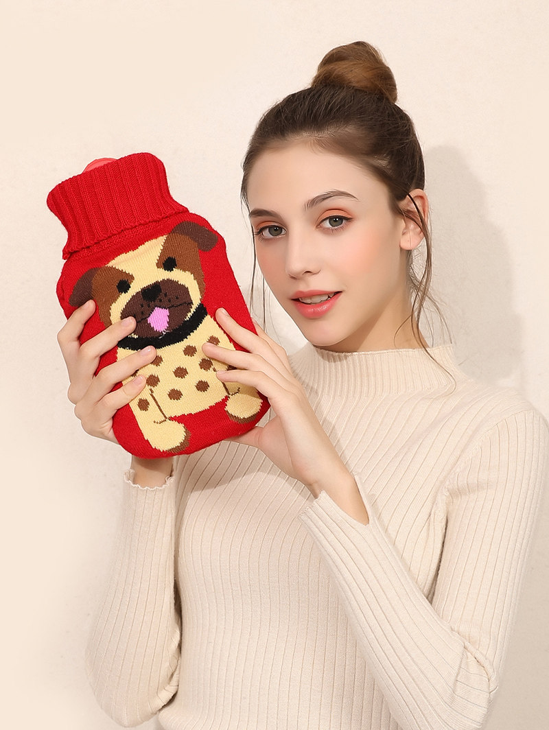 防爆橡胶热水袋注水女暖水袋暖手袋大小号充水灌水暖手宝可爱毛绒