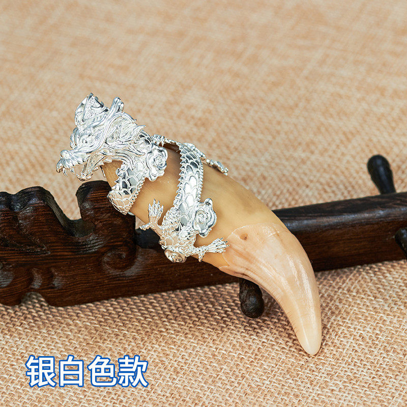 925纯银狗牙包银套超大款熊牙包银套吊坠套民族风