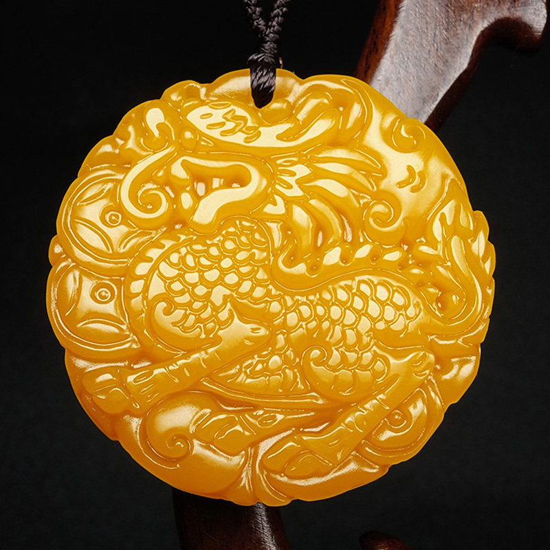黄龙玉麒麟吊坠玉牌挂件新疆和田玉男女款貔貅颈饰