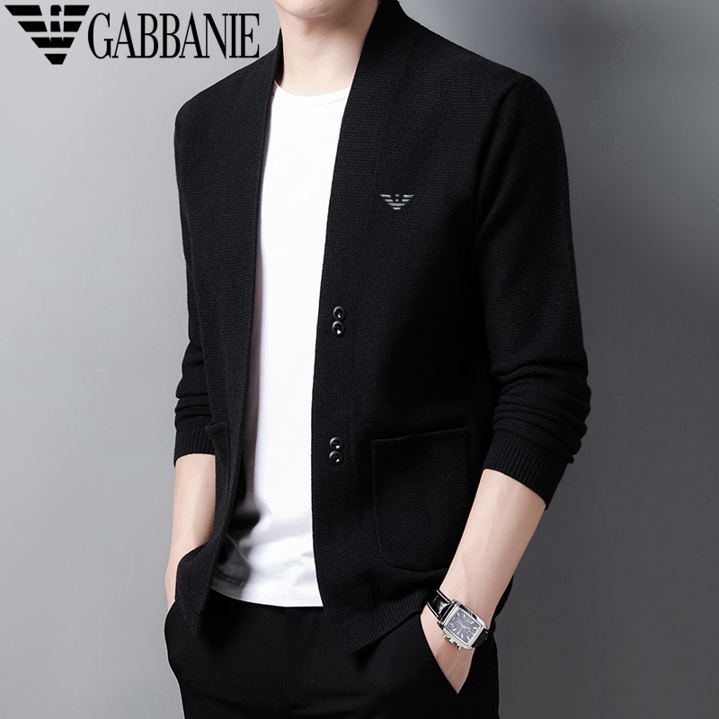 男士开衫外穿休闲羊毛针织衫奇 阿玛尼 亚春秋潮流宽松毛线上衣男