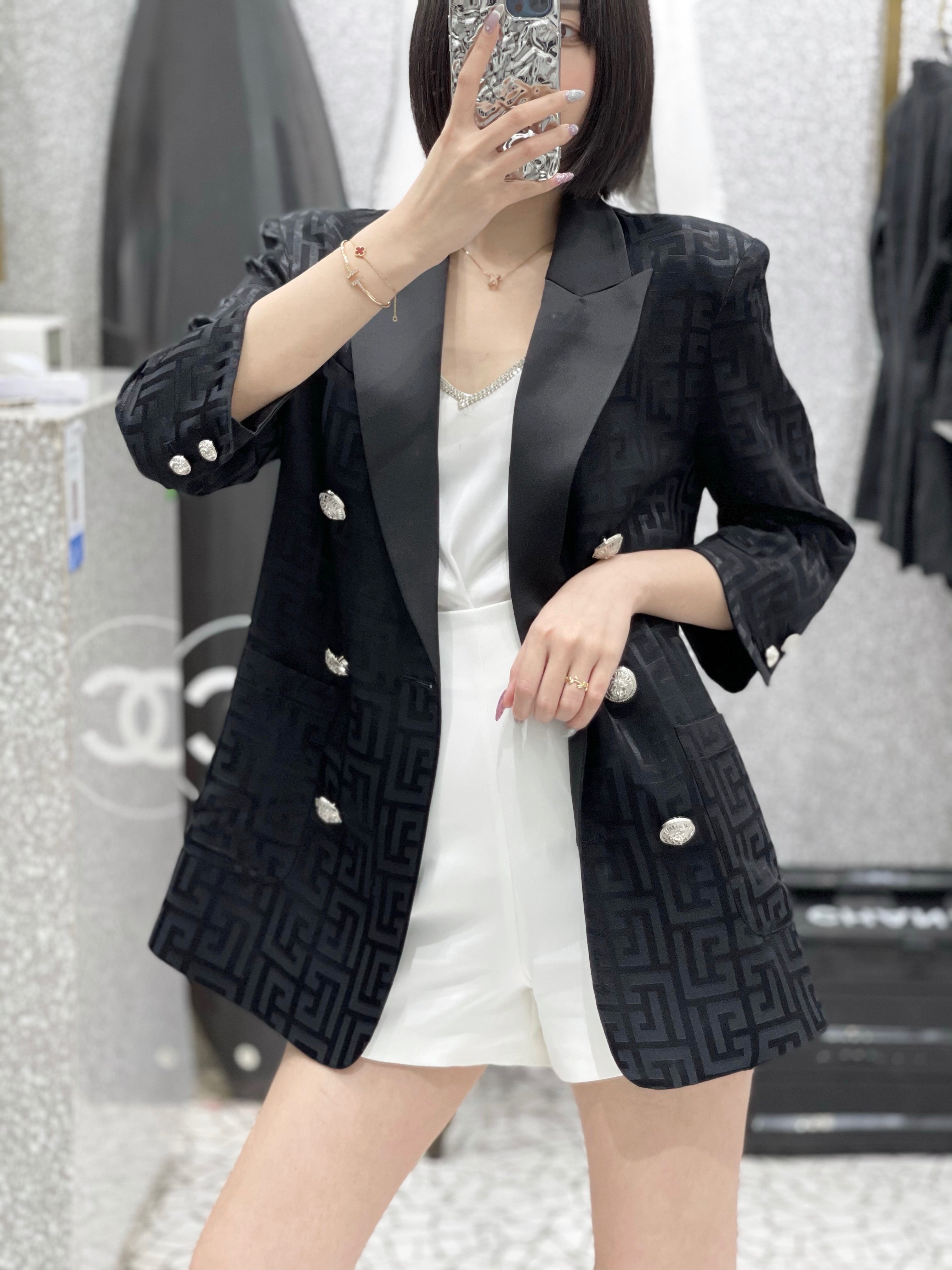 sammi翻领西装七分绸缎欧货丝绸夏季西服垂感西装