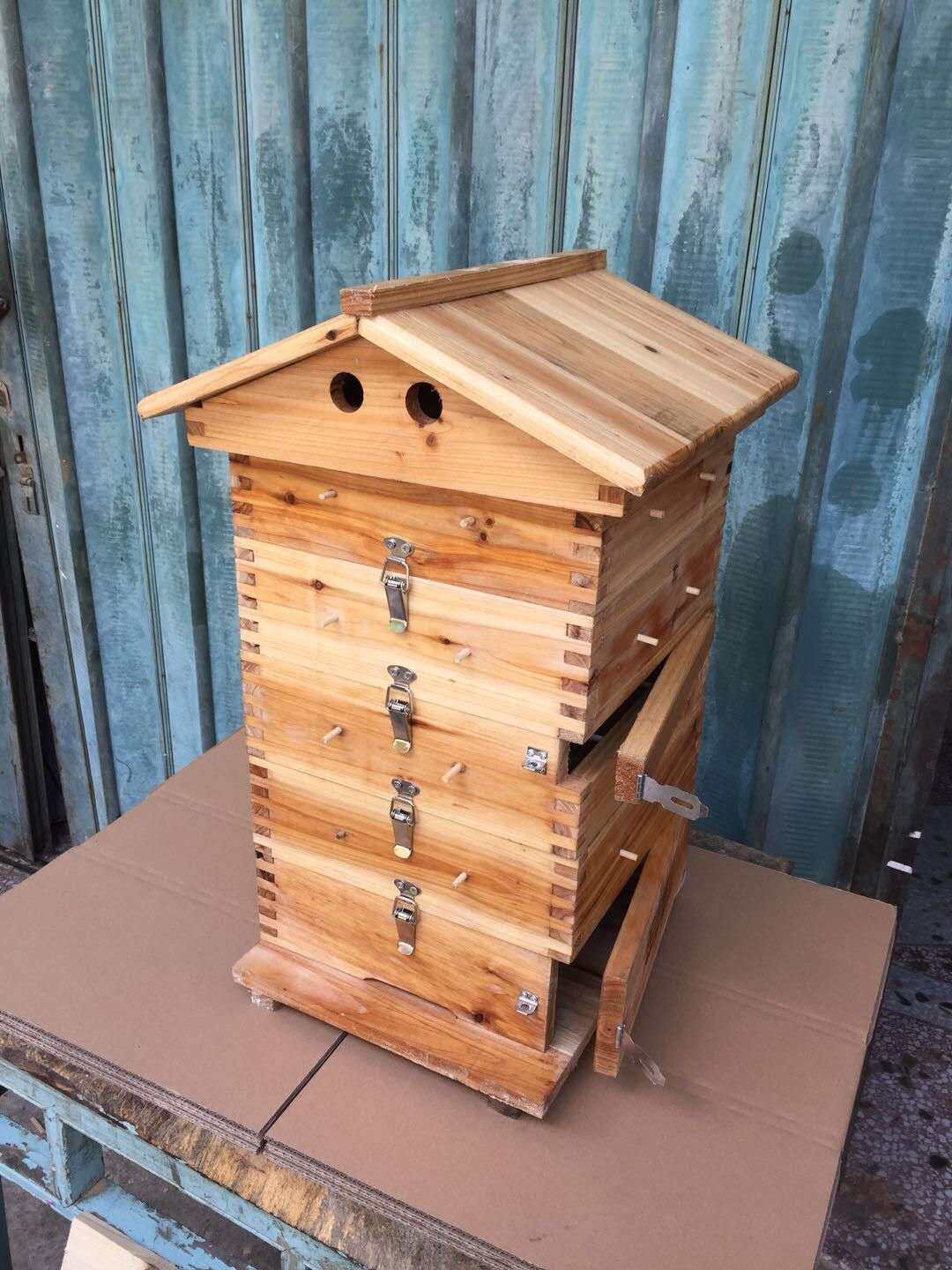 加厚全套别墅款蜂箱格子箱蜜蜂箱中蜂箱子煮腊碳化原木杉木蜂箱