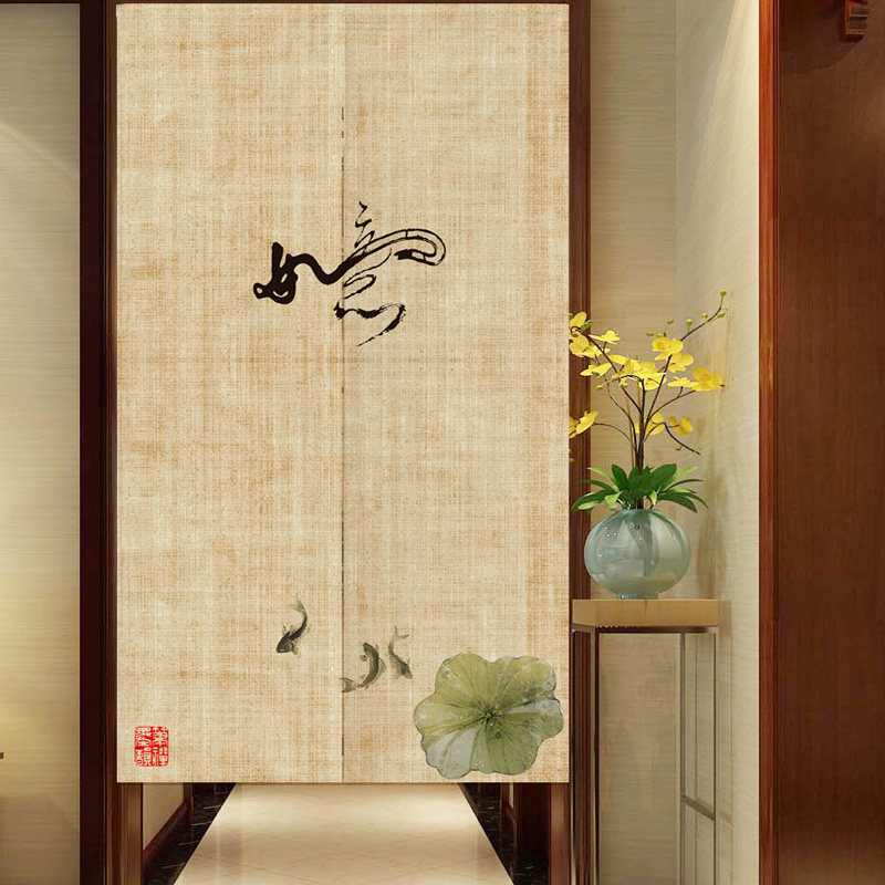 中式包厢国风中国半帘遮挡隔断门帘茶室挂帘门帘