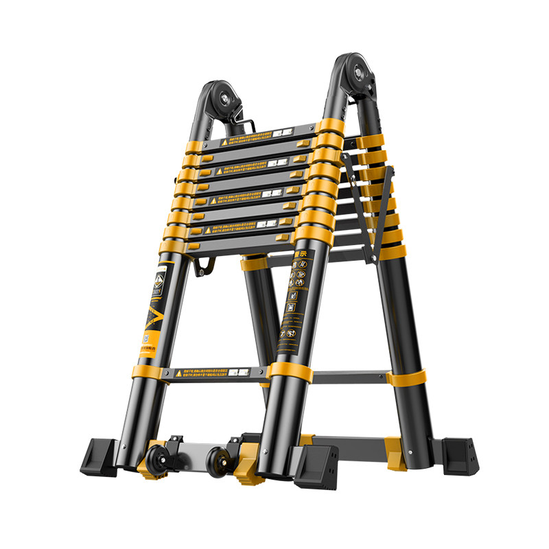 小熊伸缩梯子便携伸缩铝合金多功能加厚家用室内升降折叠梯工程梯