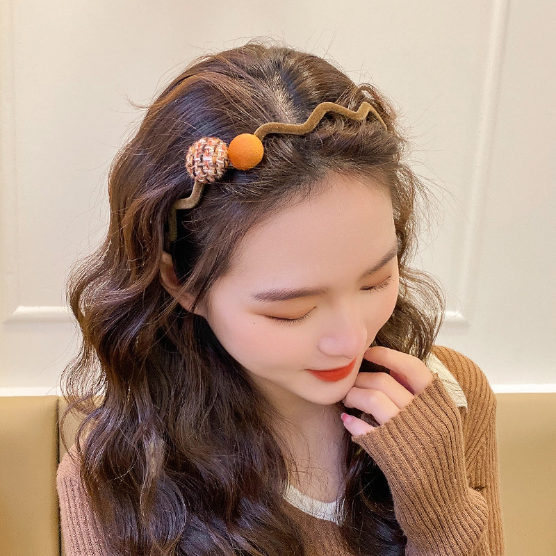 小香风毛球波浪发箍2021年网红新款樱桃发卡洗脸发饰
