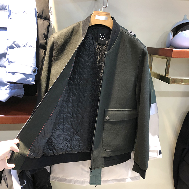 大爱！羊毛面料加厚棉！秋冬男士时尚棒球领毛呢飞行夹克保暖外套