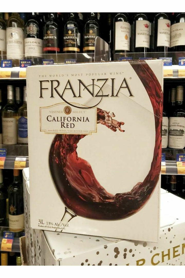 美国进口franzia红酒风时亚红酒3l加州盒装红酒单杯红酒袋装红酒￥98