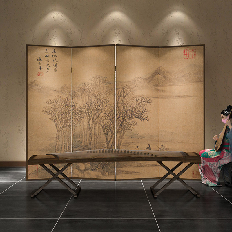 新中式茶室古风遮挡隔断定制装饰玄关书房屏风折屏