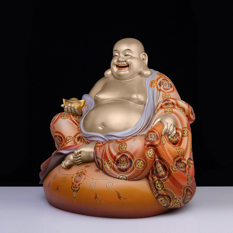 骏澜纯铜大肚弥勒佛笑佛像佛堂供奉家用精工摆件