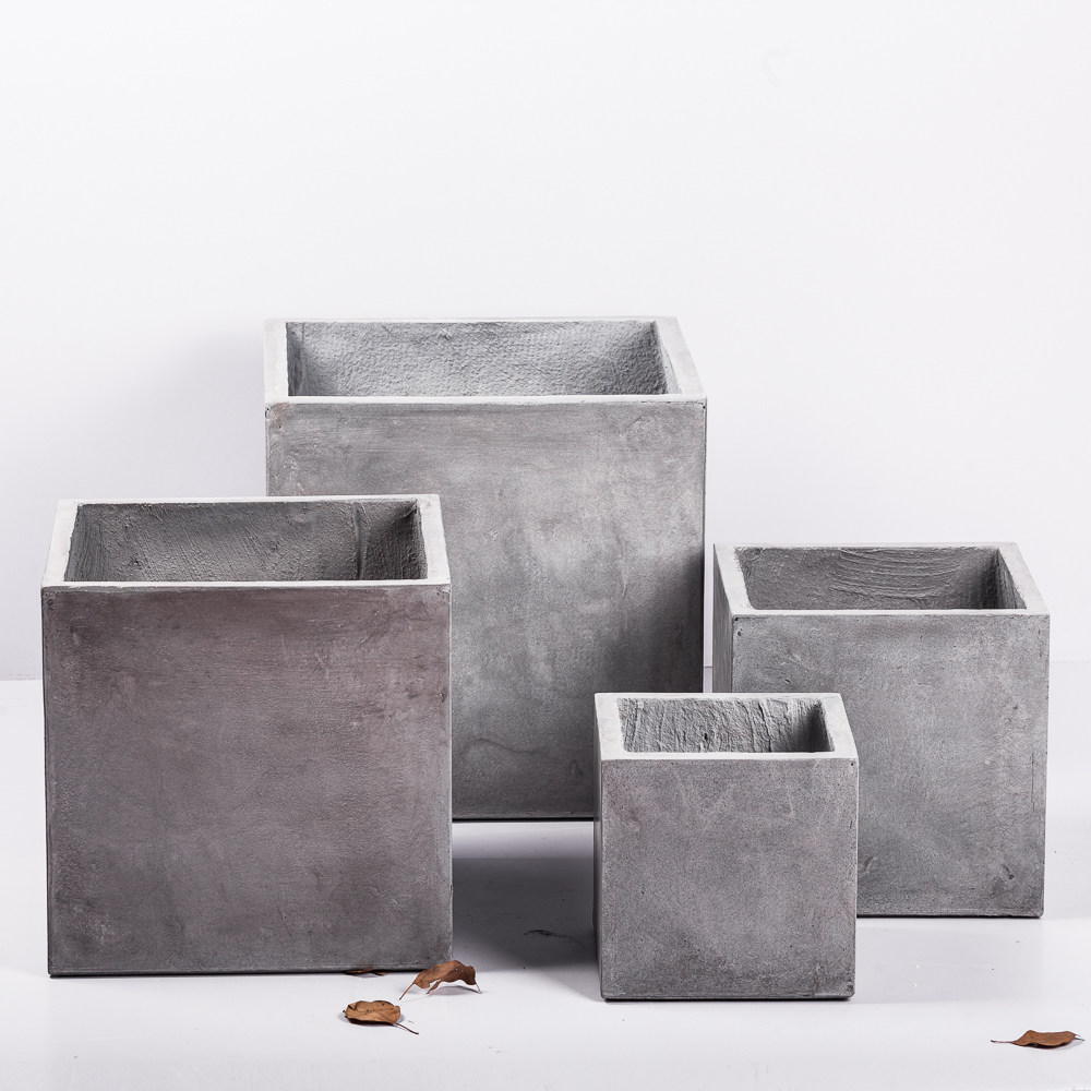个性方形水泥花盆镁泥现代简约北欧风格园林庭院花盆