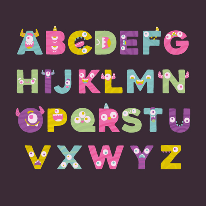 卡通手绘手写折纸26个英文字母创意logo设计素材设计素材