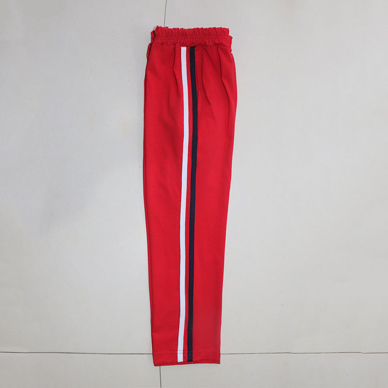 黑龙江定制秋冬款夏款中小学生纯棉校服红色裤拼黑白校服