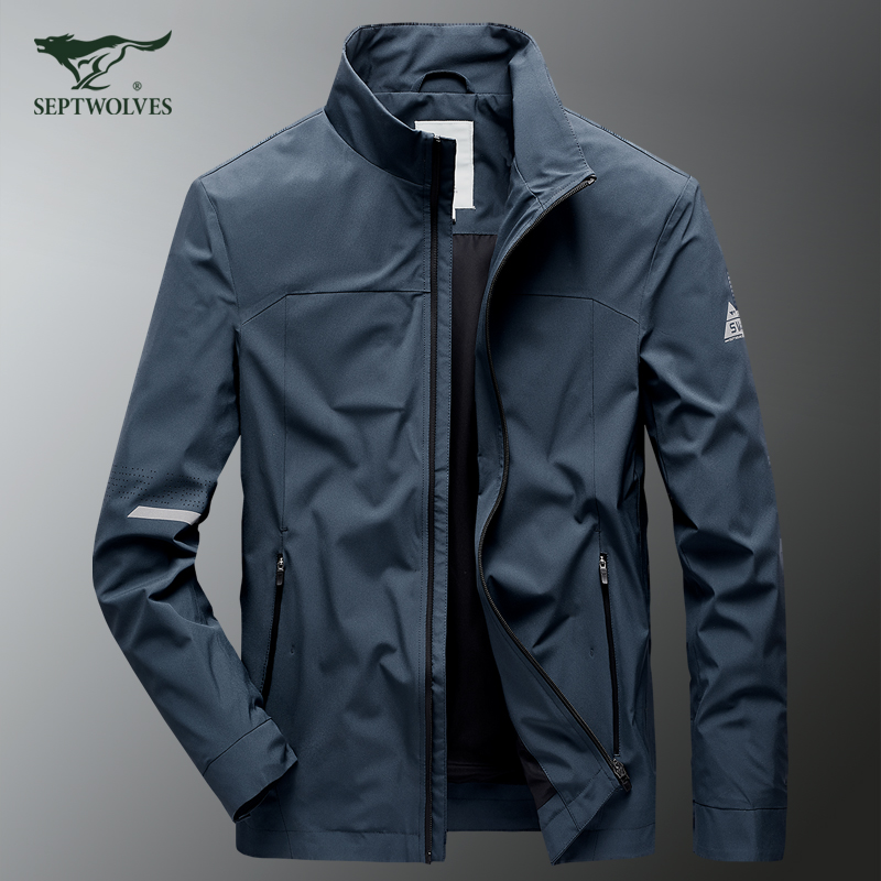 七匹狼外套男春秋2021年新款潮流帅气休闲立领梭织运动夹克衫春装