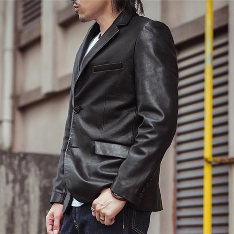 hdk海觉植鞣山羊皮水洗修身皮衣无间道梁朝伟同款皮衣