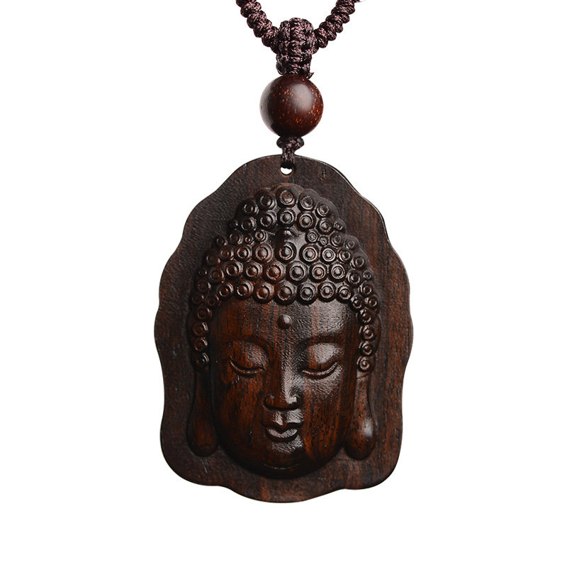 本命年小叶紫檀释迦摩尼佛头吊坠男士挂件阿弥陀佛项坠
