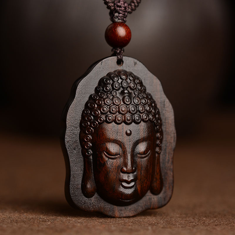 本命年小叶紫檀释迦摩尼佛头吊坠男士挂件阿弥陀佛项坠