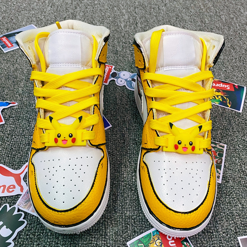 酷动耐克airjordan1aj1正品空军一号皮卡丘手绘定制篮球鞋