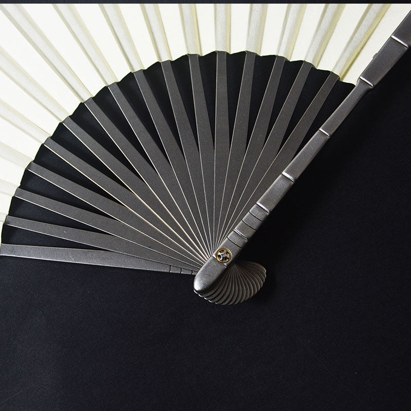上海制扇钛合金折扇扇子功夫太极钢骨战术防卫扇子