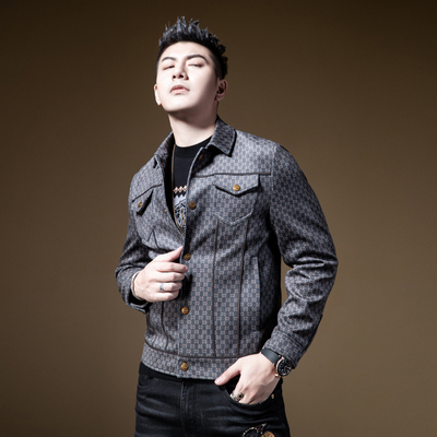zouk欧货秋男装2021新款潮痞帅高级感外套男轻奢满花工装教练夹克
