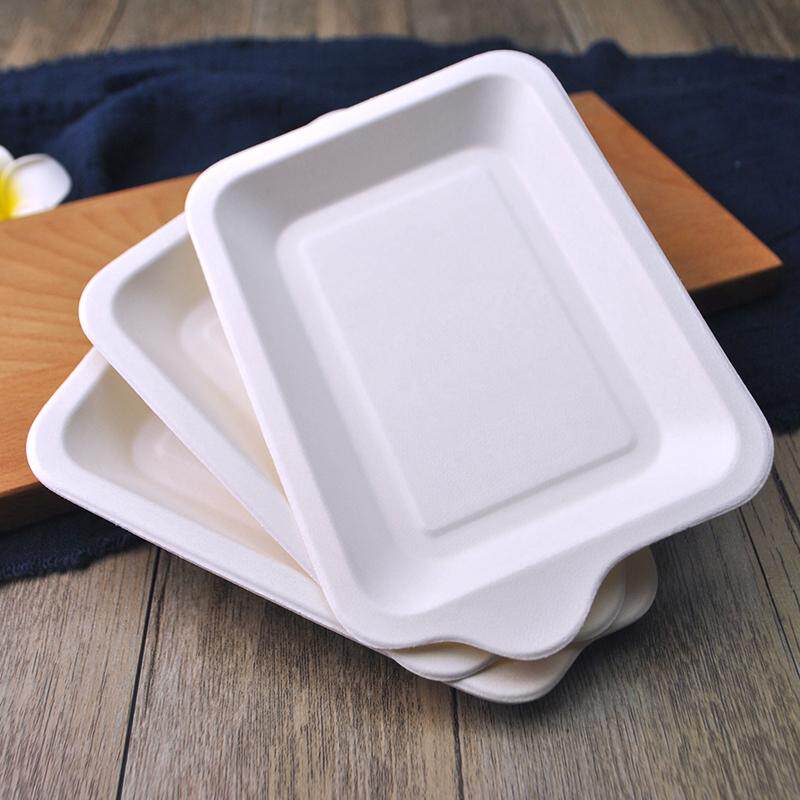 蛋糕盘刀叉盘一次性长方形纸浆盘加厚蛋糕托生日餐盘甘蔗浆盘50个