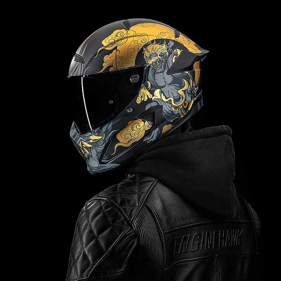 进口ruroc罗宁atlasfujin复古碳纤维机车哈雷摩托车电动车头盔