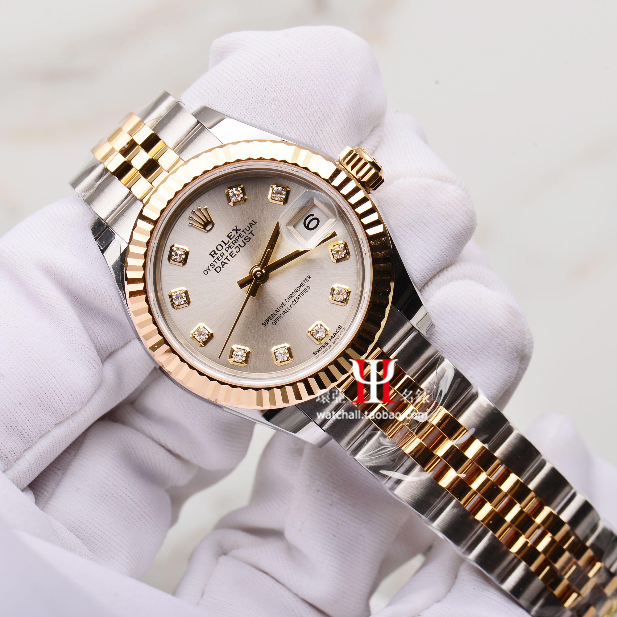 【联保】Rolex劳力士日志型28mm间黄金自动机械女表279173G银面