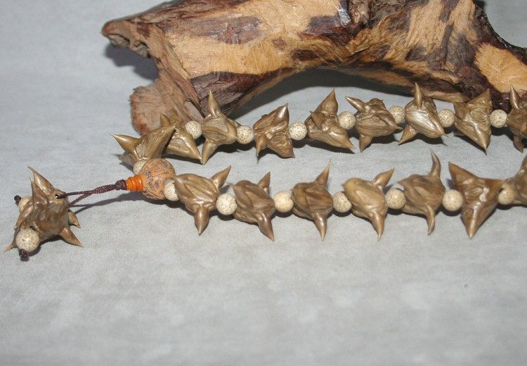 天然黄金鬼角菩提提子金麒麟diy挂件四角牛头马面佛珠