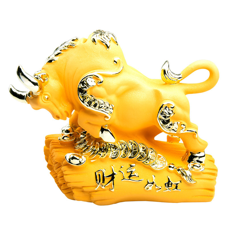 金牛摆件招财牛年沙金工艺品生肖家居保险公司汽车摆件