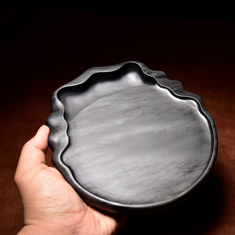 歙砚眉纹中国收藏文房四宝制作手工制手工名家金星砚台