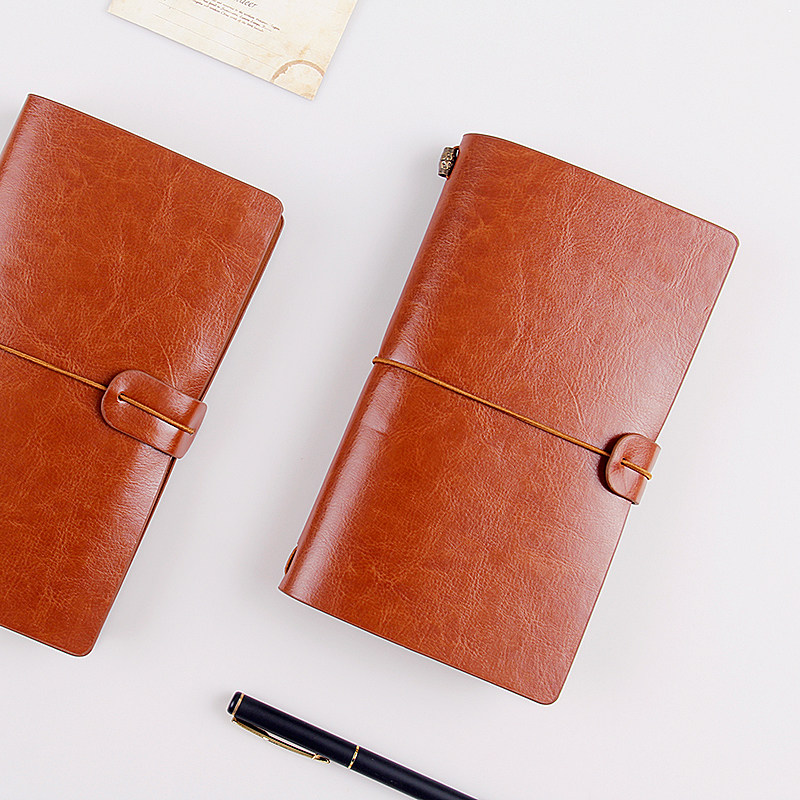 记事本a6棕色绑带笔记本商务会议日记日记本本手资料袋笔记本