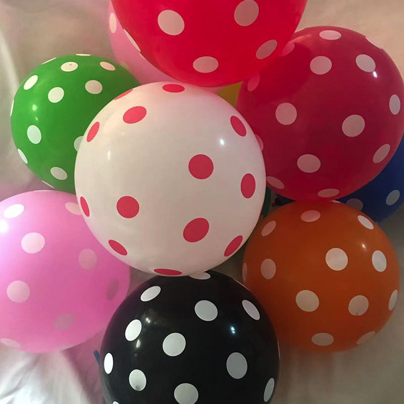 波点印花彩色气球圆形装饰儿童卡通斑点生日气球