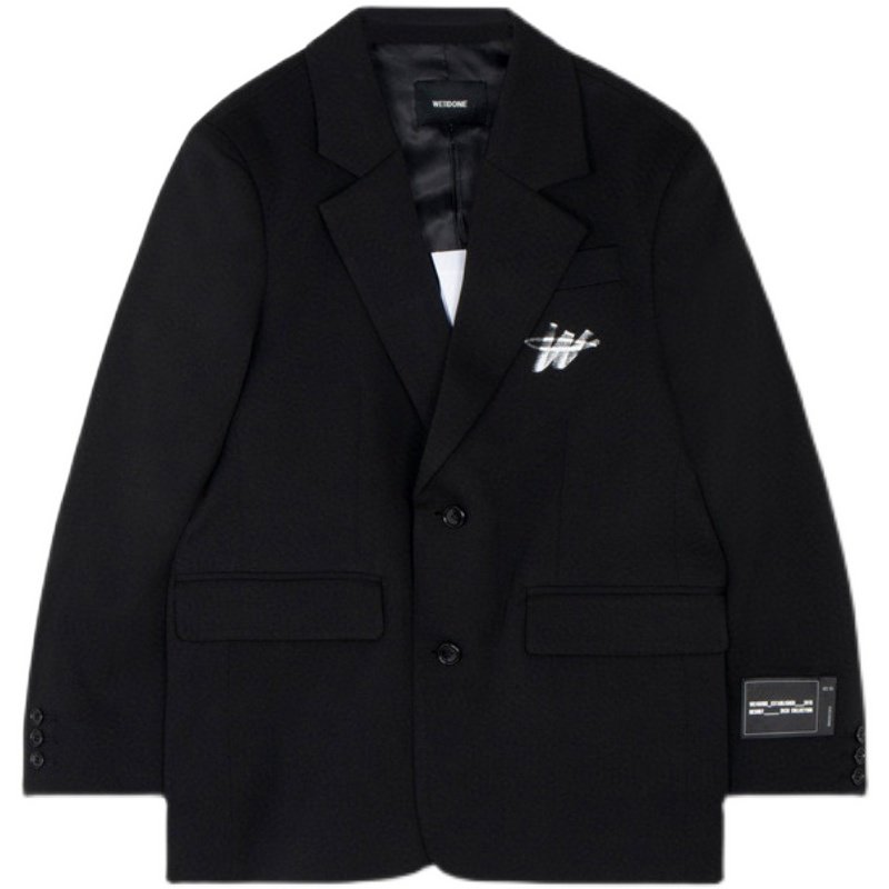 2021新款welldone西装字母印花长袖we11done西服韩版西装