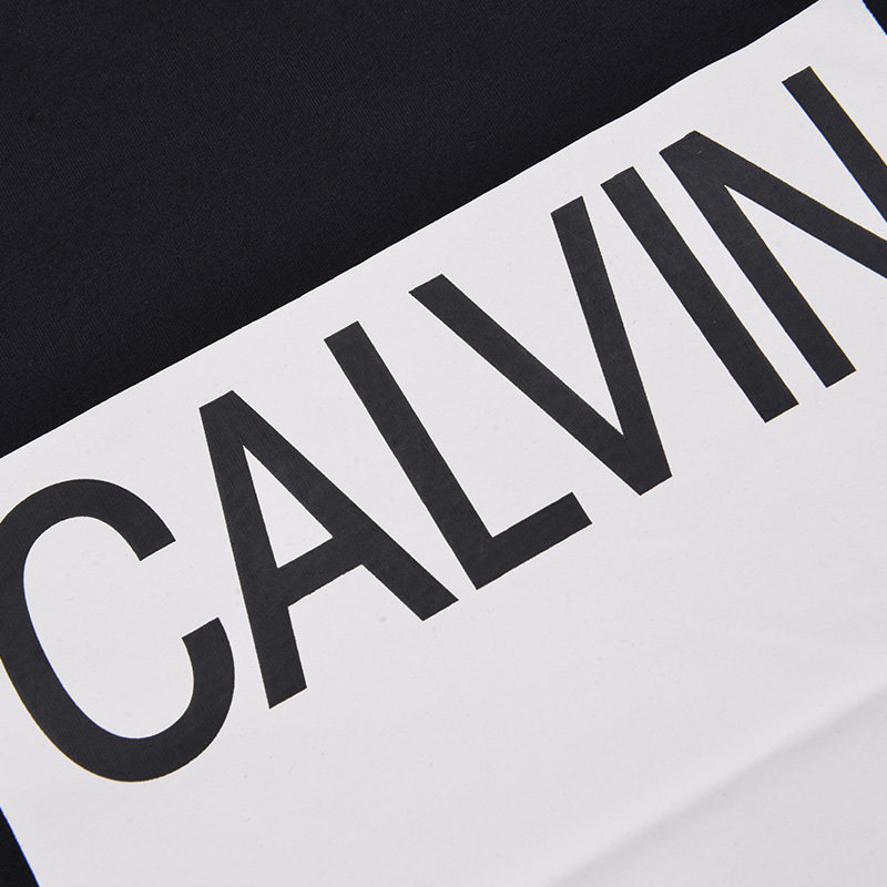 calvin klein/卡尔文克雷恩ck男士圆领拼色logo印花纯棉短袖t恤