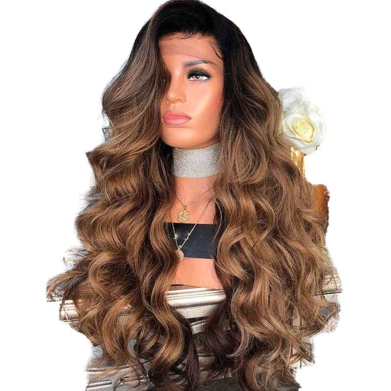 europeladybrownlongcurlyhaircosplaylargewigs假发整顶假发