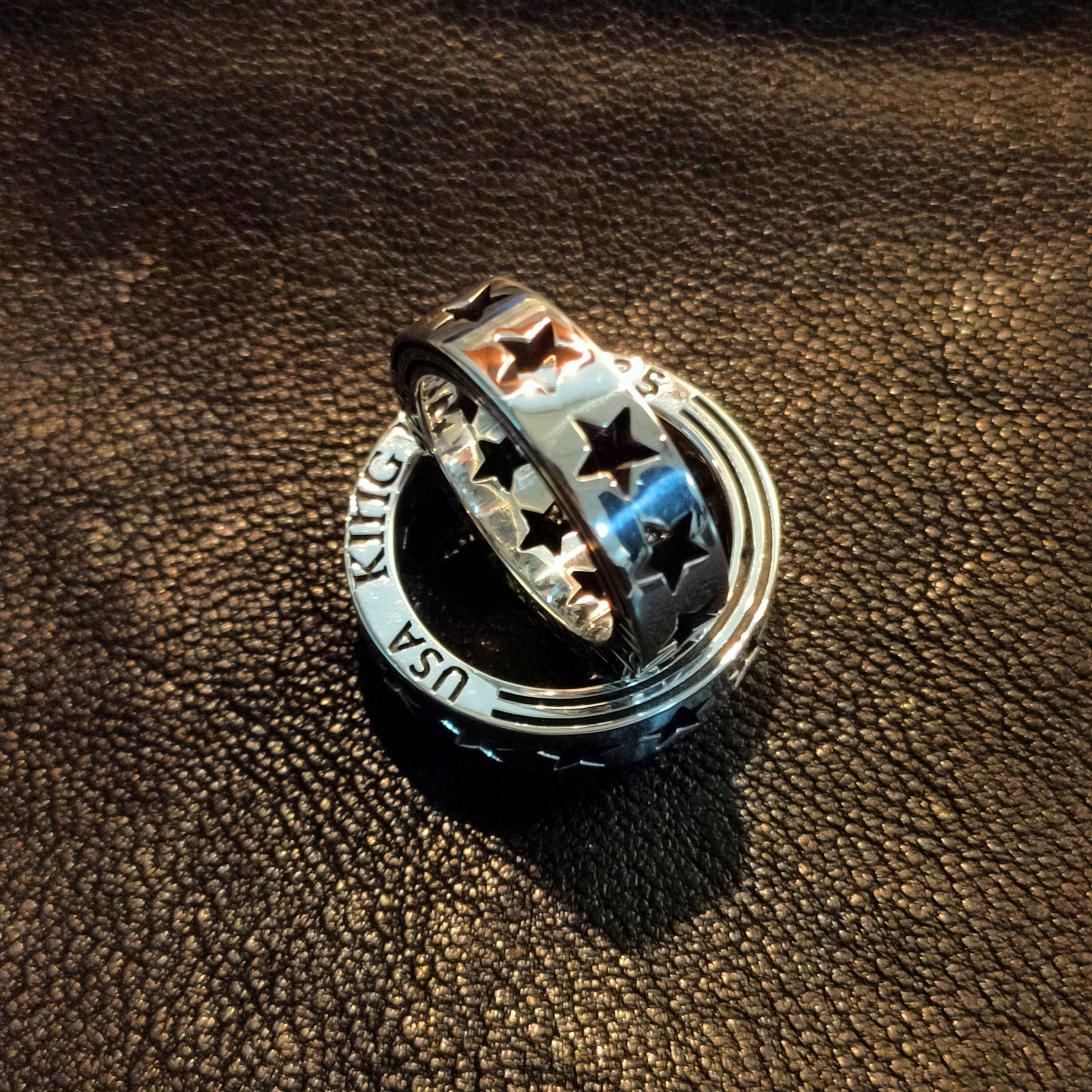 s925纯银kingfkbaby自由之翼五角星镂空星星超酷戒指